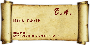 Bink Adolf névjegykártya